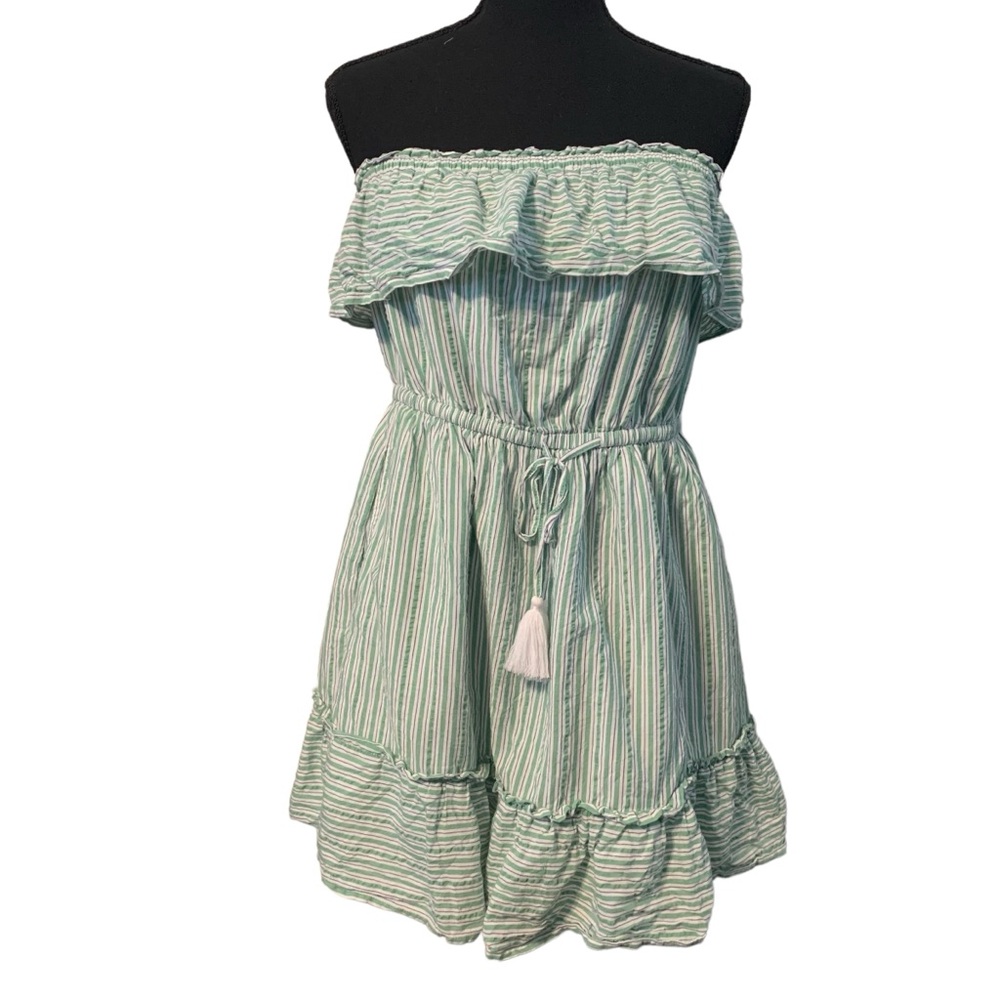 American Eagle Green White Stripe Strapless Ladies Dress Size Medium